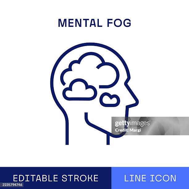 mental fog single line icon - brain fog stock illustrations