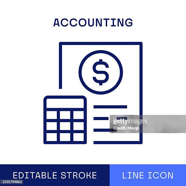 accounting single line icon - calculator icon editable stock illustrations
