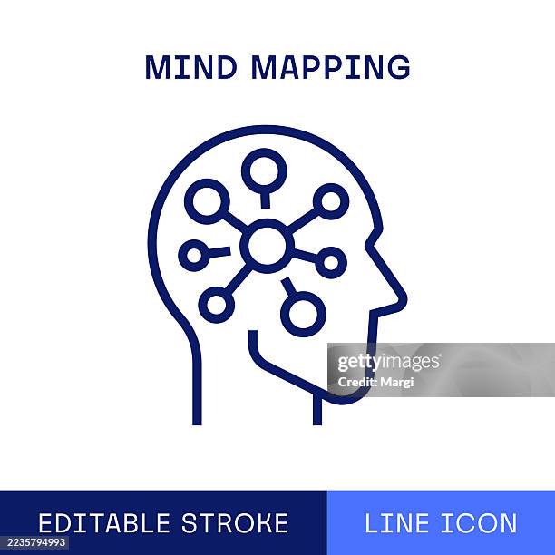 mind mapping single line icon - mind map stock illustrations