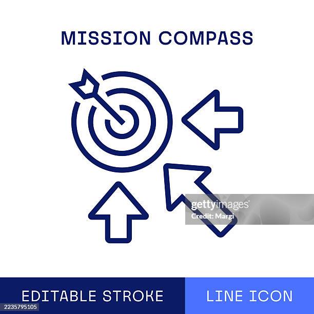 mission compass single line icon - purpose driven stock illustrations