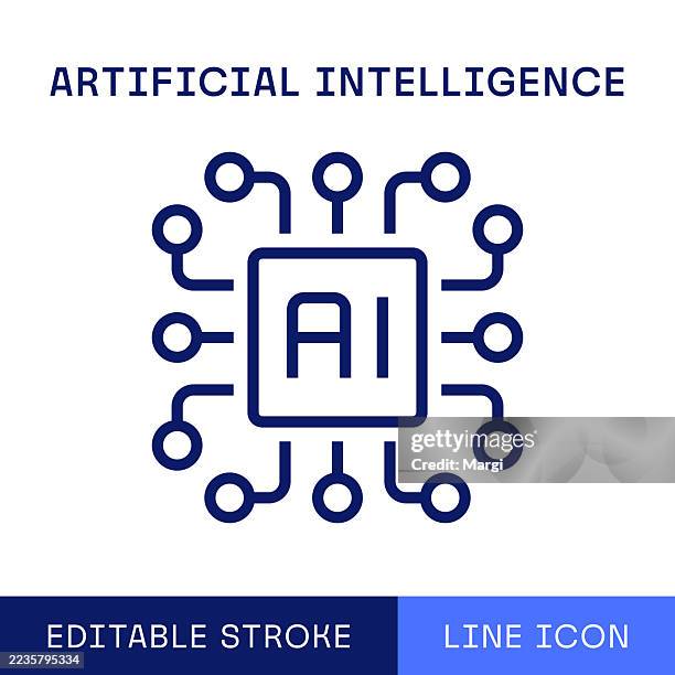 artificial intelligence single line icon - artificial intelligence icon editable stroke stock illustrations