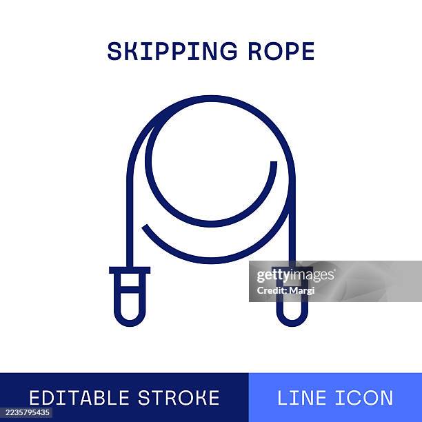 skipping rope single line icon - sit ups stock illustrations