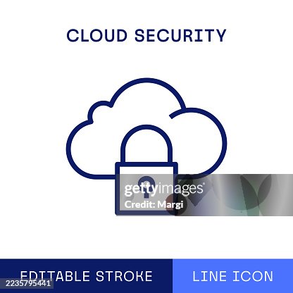 Cloud Security Single Line Icon Cloud Security Single Line Icon