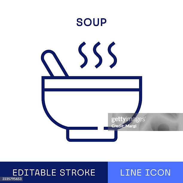 soup single line icon - soup stock illustrations