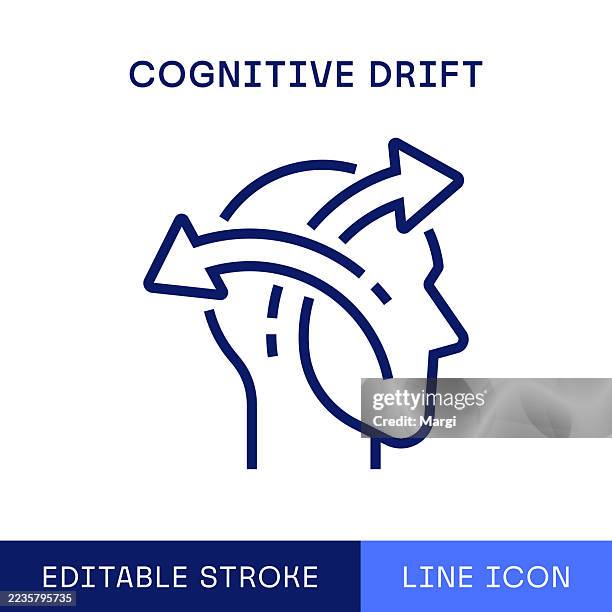 cognitive drift single line icon - infinity symbol editable stock illustrations
