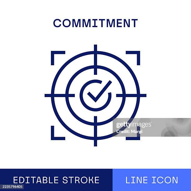 commitment single line icon - sports target stock illustrations