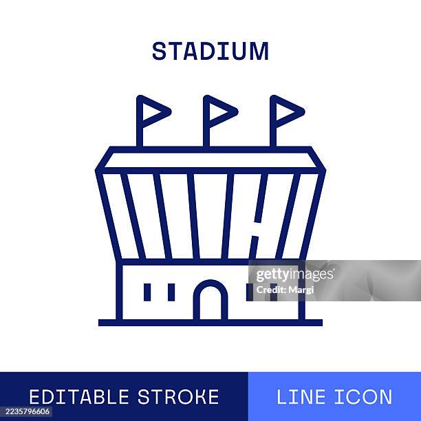 stadium single line icon - empty stadium stock illustrations