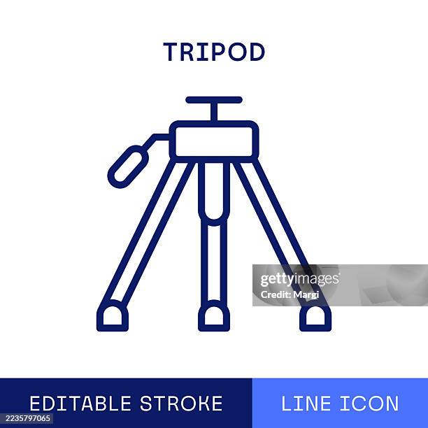 tripod single line icon - camera vector tripod stock illustrations