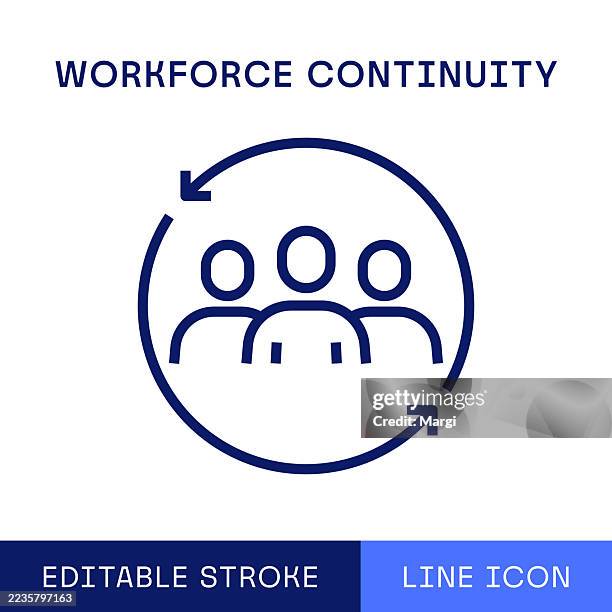 ilustrações de stock, clip art, desenhos animados e ícones de workforce continuity single line icon - continuidade
