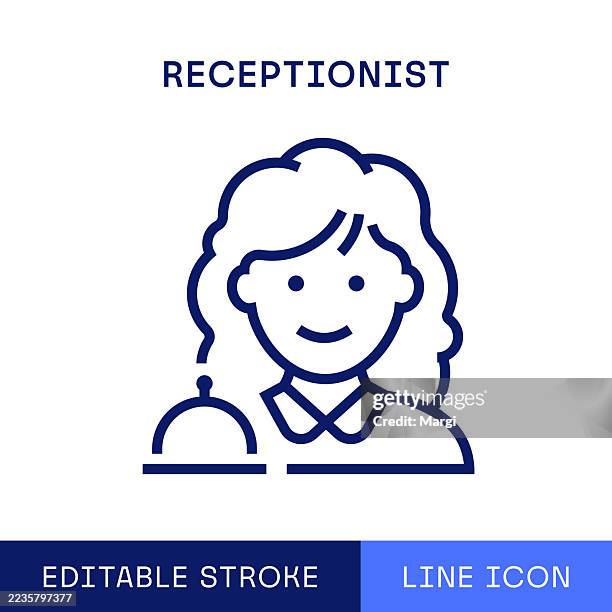 receptionist single line icon - concierge stock illustrations