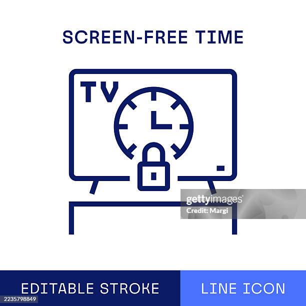 screen free time single line icon - screen time stock illustrations