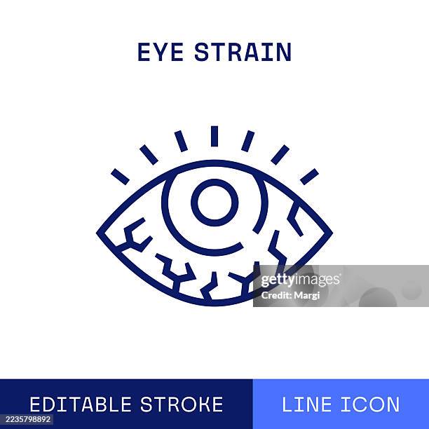 einzeiliges symbol für augenbelastung - trockene augen stock-grafiken, -clipart, -cartoons und -symbole