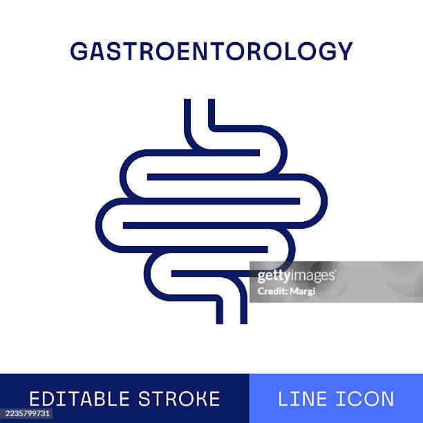 gastroentorology single line icon - gastroenterology stock illustrations