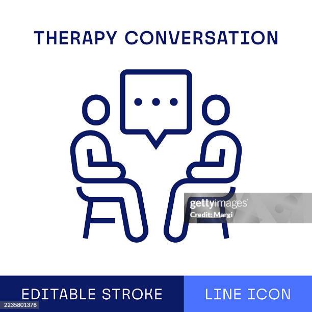stockillustraties, clipart, cartoons en iconen met therapy conversation single line icon - luisteren