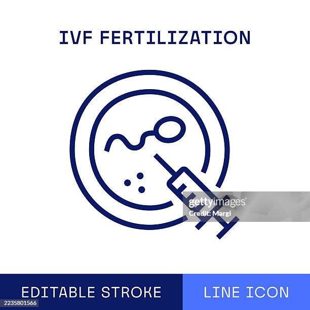 ivf fertilization single line icon - embryo stock illustrations