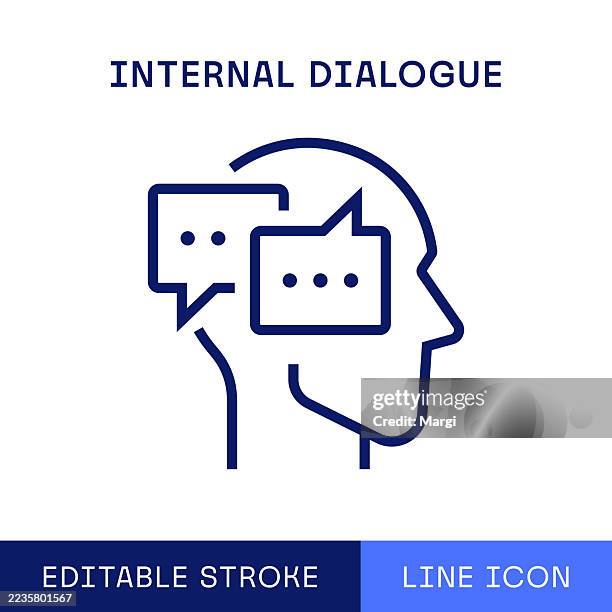 internal dialogue single line icon - different languages stock illustrations