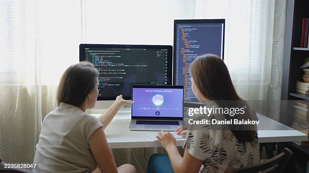 software engineers developers work on ai program coding - html code stock pictures, royalty-free photos & images
