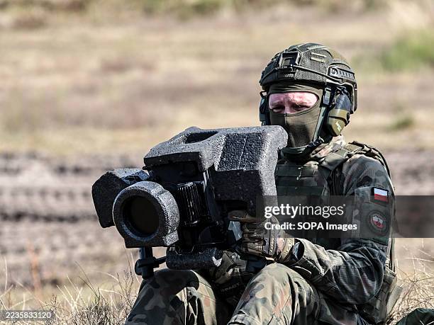 Polish infantry soldiers of the Territorial Defense Forces train live-fire with Javelin, an American made man-portable and anti-tank guided missile...
