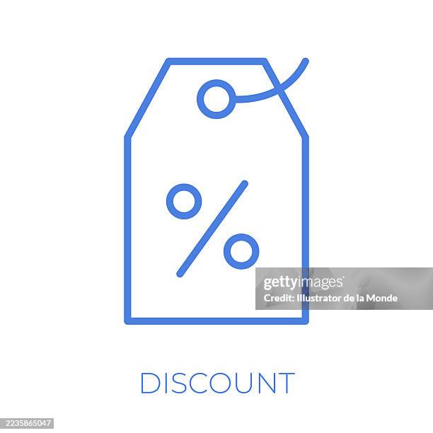 discount editable stroke vector illustration - reduction icon stock illustrations