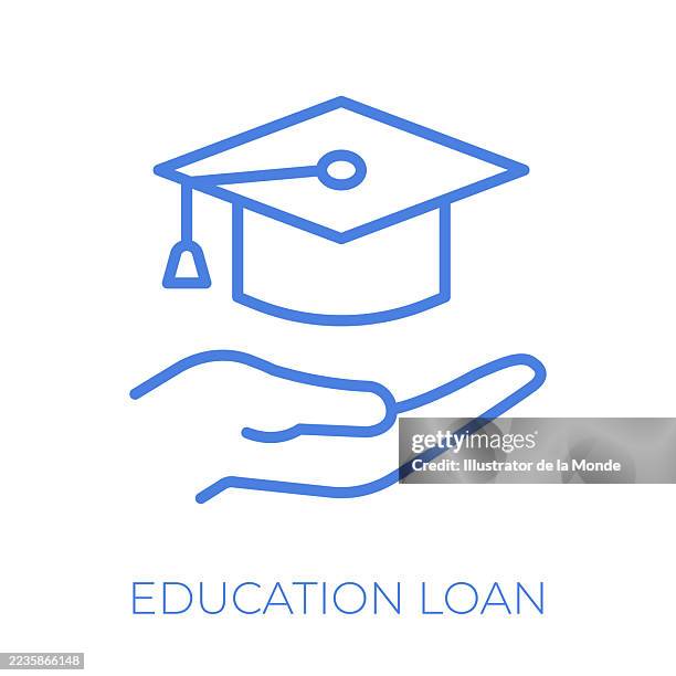 education loan editable stroke vector illustration - tuition stock illustrations