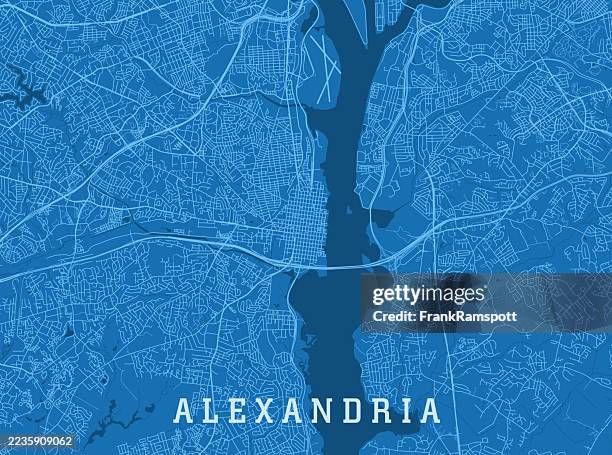alexandria va city vector road map blue horizontal - alexandria virginia stock illustrations