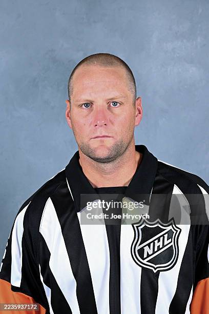 Official Chris Schlenker poses for his official headshot for the 2025-2026 season on September 8, 2025 at LECOM Harborcenter in Buffalo, New York.