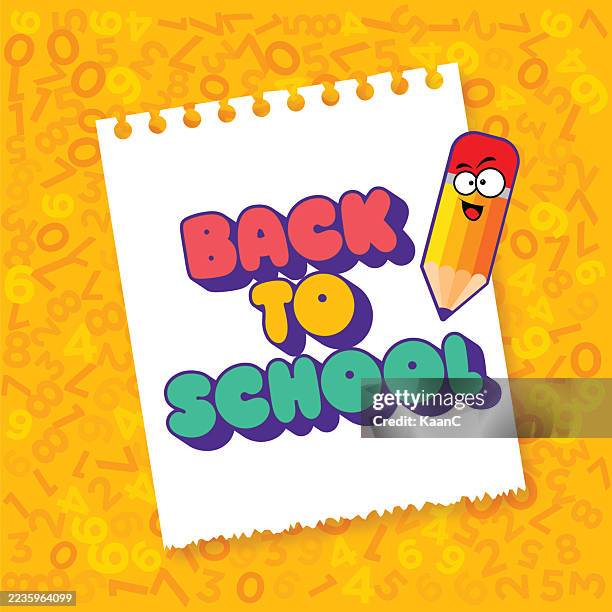 back to school lettering on abstract numbers background. vector stock illustration. - colored pencil background stock illustrations
