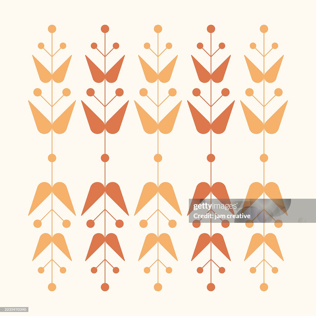 Fall Harvest Retro Abstract Botanical Design Element