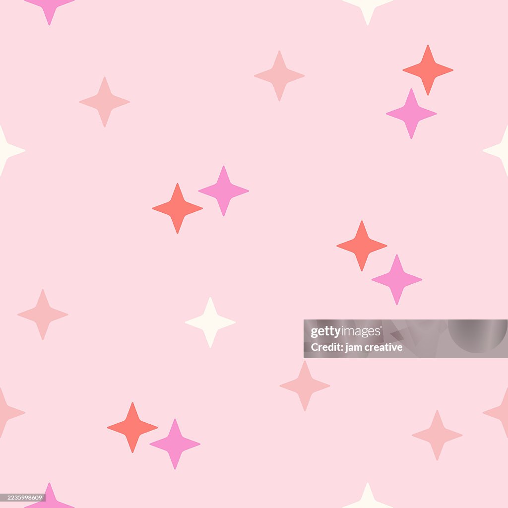Sweet mid-century celebration pattern, pink mix, seamless