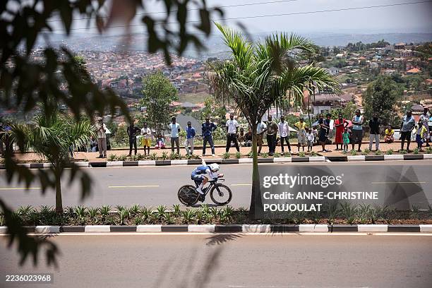 French rider Cedrine Kerbaol competes in the women's Elite Individual Time Trial cycling event during the UCI 2025 Road World Championships, in...