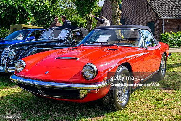 Maserati Mistral 3.7L Spyder 1960s convertible sports car on display during the 2025 Wheels at Mariënwaerdt car show on September 13 in Beesd, The...