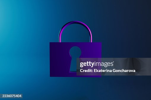 Purple Security Lock on Gradient Background Representing Data Protection and Encryption Purple Security Lock on Gradient Background Representing Data Protection and Encryption