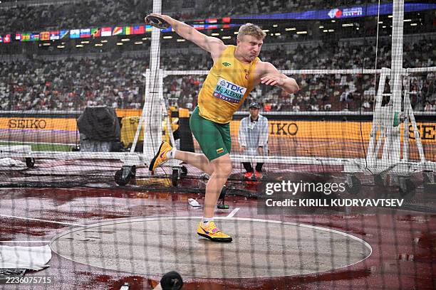 Lithuania's athlete Mykolas Alekna competes in the men's discus throw final during the World Athletics Championships in Tokyo on September 21, 2025.