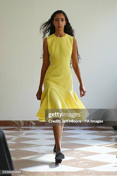 Models on the catwalk at the Emilia Wickstead show at the Emilia Wickstead in Sloane Street, London, during London Fashion Week. Picture date: Sunday...