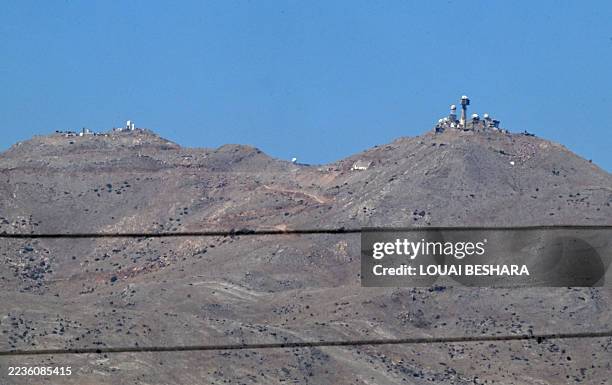 This picture taken from the city of Madinat al-Salam formerly known as Madinat al-Baath until the fall of president Bashar al-Assad, on the...