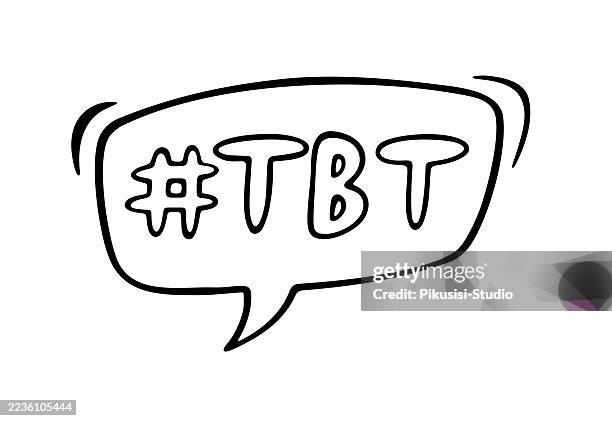 tbt speech bubble outline illustration, throwback thursday tbt comic style bubble - thursday stock illustrations