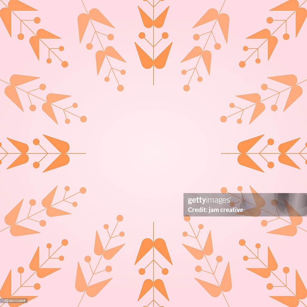 Sweet Pink Retro Boho Autumn Blank Background Template