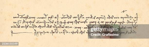 ilustraciones, imágenes clip art, dibujos animados e iconos de stock de carta manuscrita de leonardo da vinci 1883 - leonardo da vinci