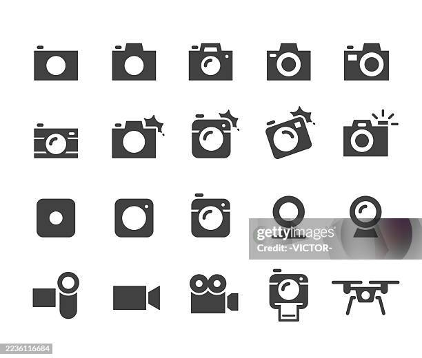 bildbanksillustrationer, clip art samt tecknat material och ikoner med camera icons - classic series - kamera