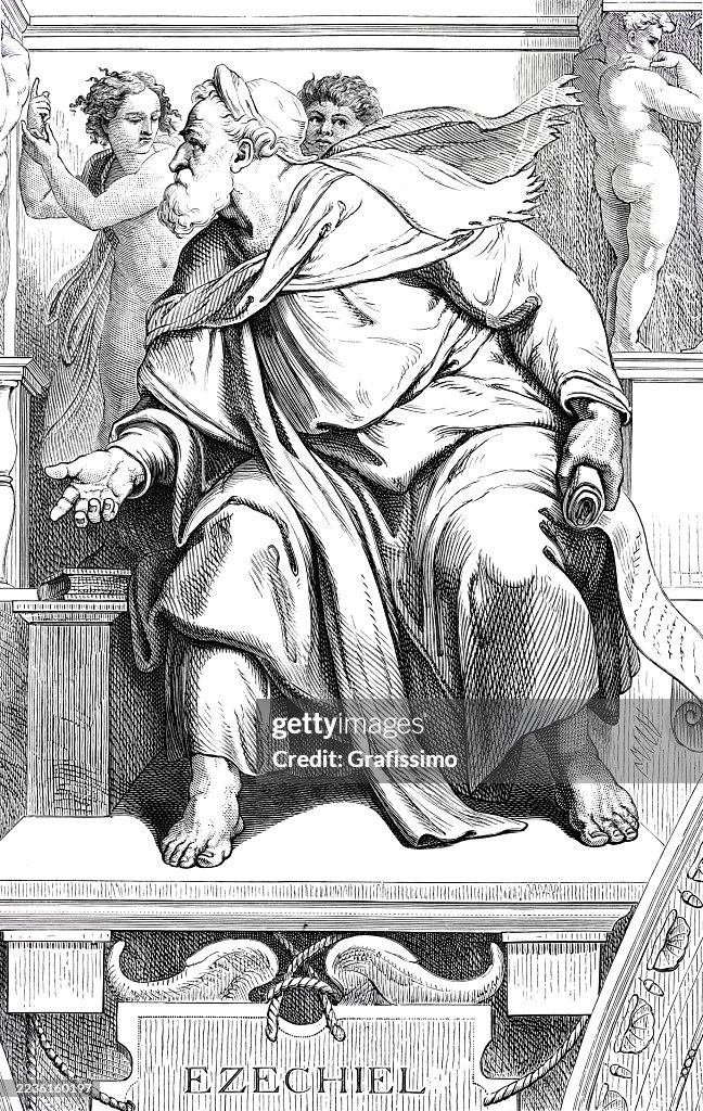 Prophet Ezekiel on the Sistine Chapel ceiling by Michelangelo 16th century