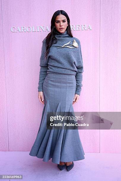 Bruna Marquezine attends a photocall ahead of the Carolina Herrera Spring/Summer 2026 Fashion Show at Plaza Mayor on September 18, 2025 in Madrid,...