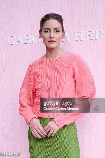 Olivia Palermo attends a photocall ahead of the Carolina Herrera Spring/Summer 2026 Fashion Show at Plaza Mayor on September 18, 2025 in Madrid,...