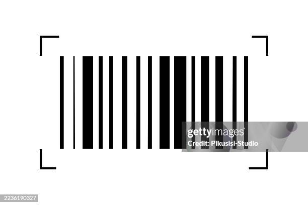 barcode with scanning frame on white background - barcode stock illustrations