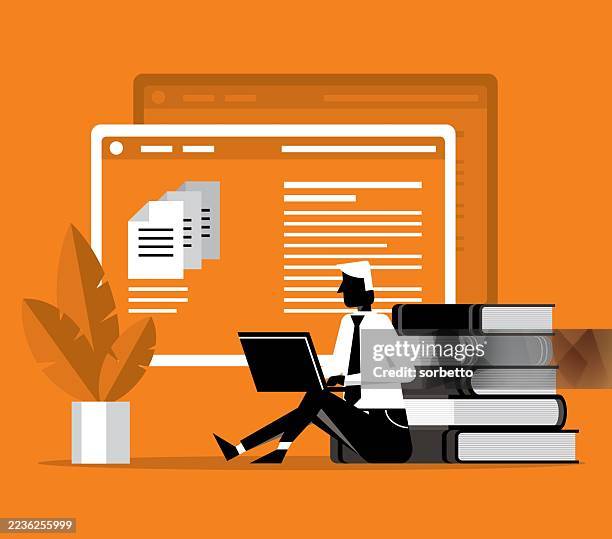 businessman - e-reader - reading ipad stock illustrations