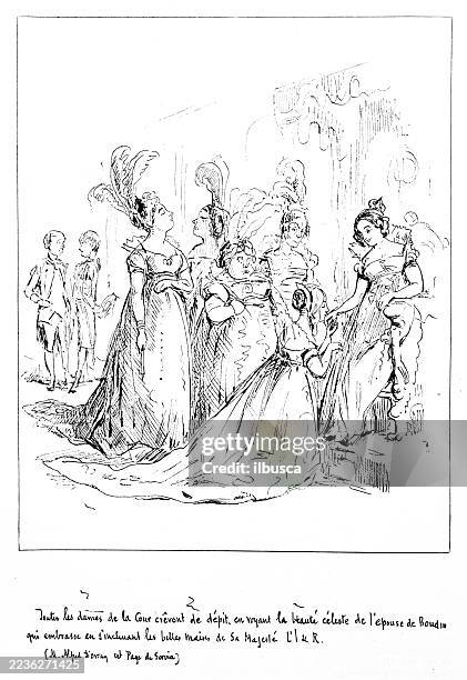 heroic adventures of m boudin, by william makepeace thackeray - kissing hand stock illustrations