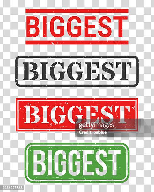 biggest - rubber stamp set on blank background - biggest stock illustrations