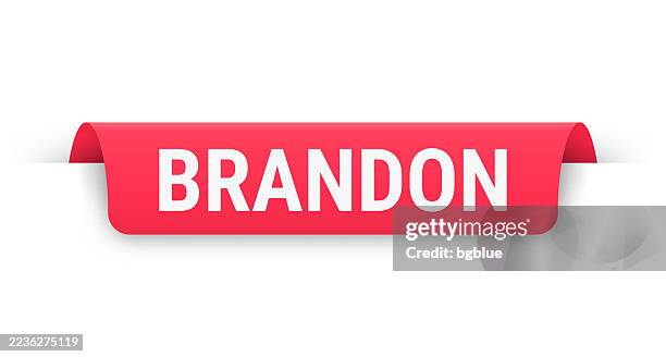 brandon - male name - red banner, bookmark, ribbon, label on white background - brandon mississippi stock illustrations