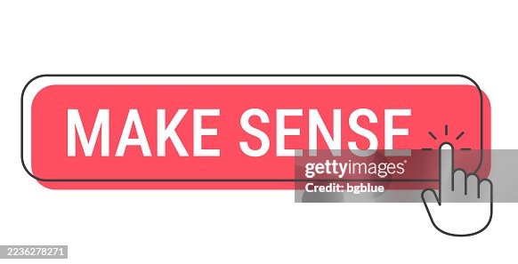 Make Sense - Click button with hand cursor on white background Make Sense - Click button with hand cursor on white background