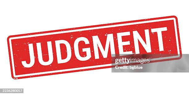 judgment - red rubber stamp on white background - judgement stock illustrations