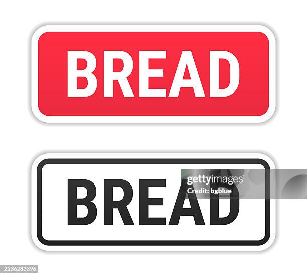 bread - red and black labels on white background - bakery box stock illustrations